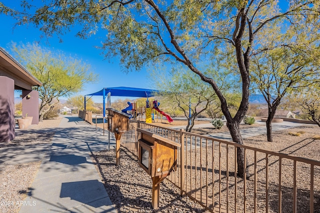 exterior space featuring a playground