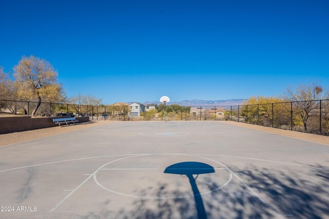 view of sport court featuring a mountain view