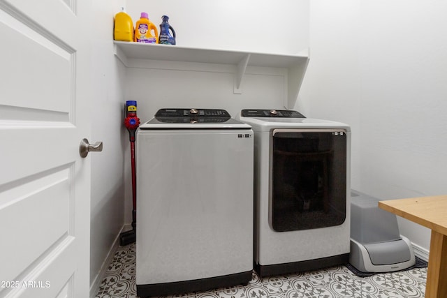 washroom featuring independent washer and dryer