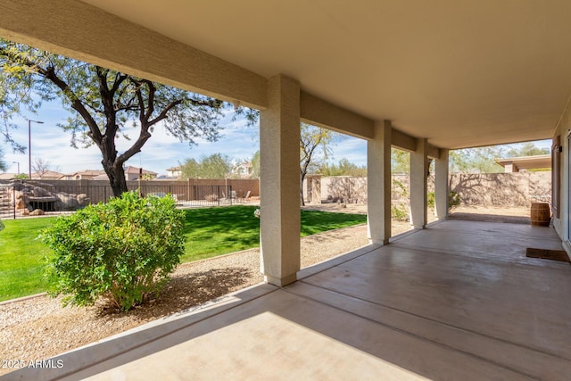 view of patio featuring a fenced backyard