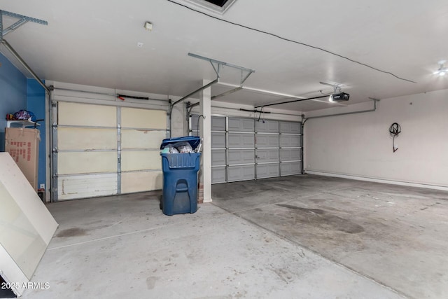 garage with a garage door opener