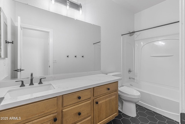18998 E Lark Dr, Queen Creek, AZ 85142 - full bath with vanity, toilet, shower / washtub combination, and tile patterned flooring