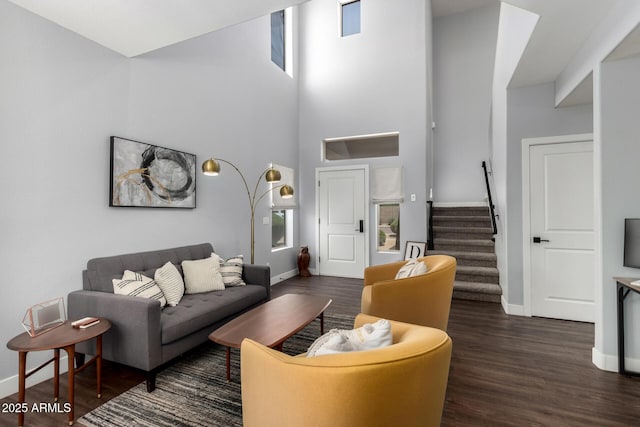 25210 N 40th Ave, Phoenix, AZ 85083 - living room with stairway, wood finished floors, and a towering ceiling