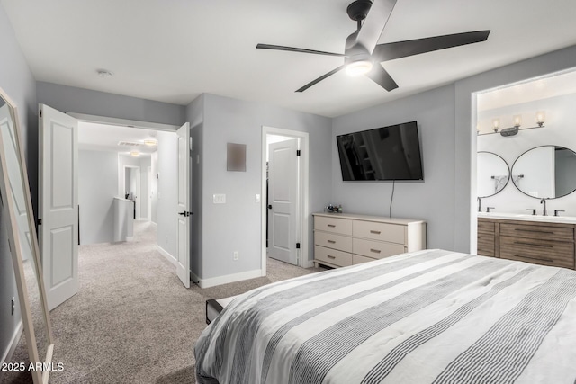 25210 N 40th Ave, Phoenix, AZ 85083 - bedroom with light colored carpet, ensuite bath, and ceiling fan