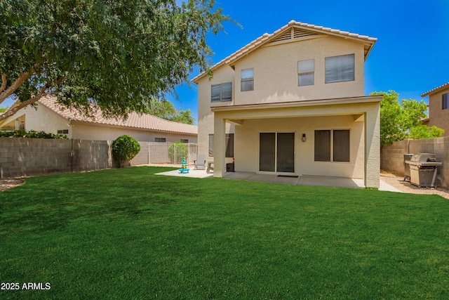 25210 N 40th Ave, Phoenix, AZ 85083 - rear view of house with a patio area, a fenced backyard, and stucco siding