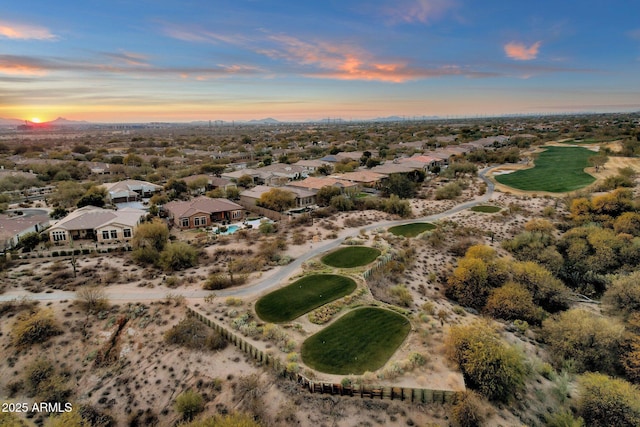 view of aerial view at dusk