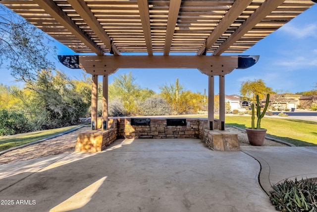 view of patio / terrace featuring a pergola