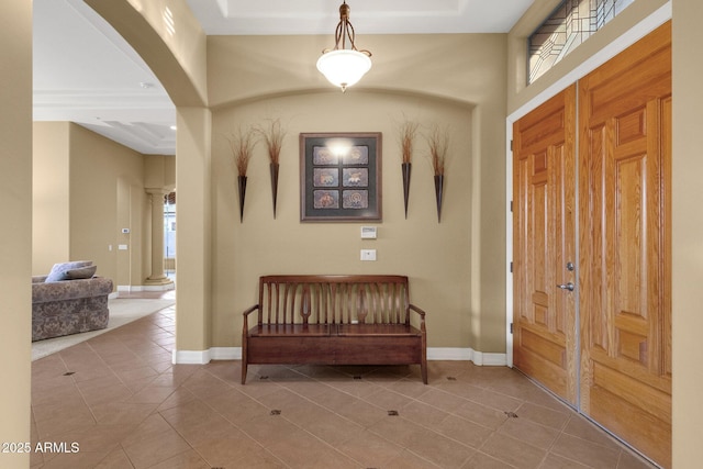 entrance foyer with tile patterned flooring