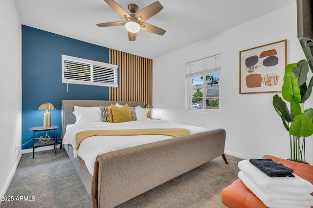 4020 N 34th St, Phoenix, AZ 85018 - carpeted bedroom featuring baseboards and a ceiling fan