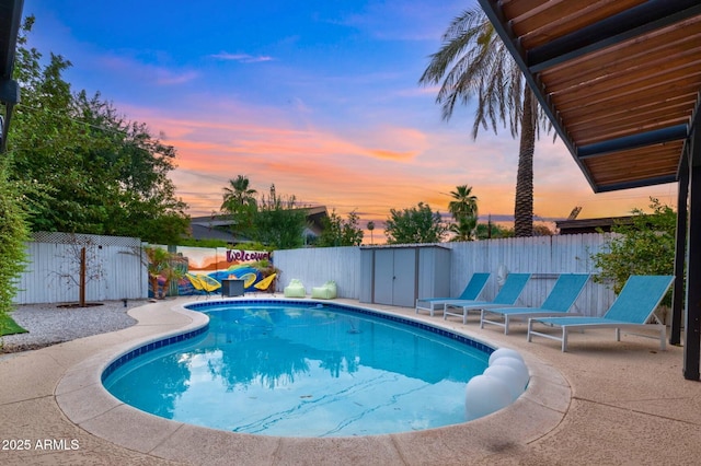 4020 N 34th St, Phoenix, AZ 85018 - view of swimming pool with a fenced backyard, a fenced in pool, and a patio