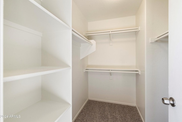 spacious closet with dark carpet