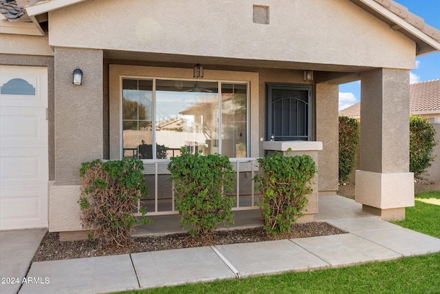 entrance to property with a garage