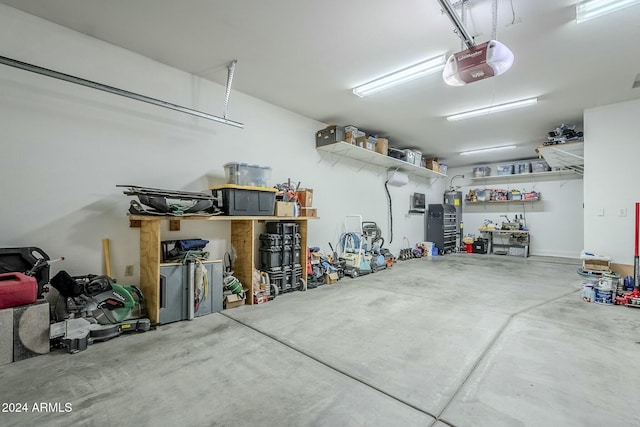 garage with a garage door opener