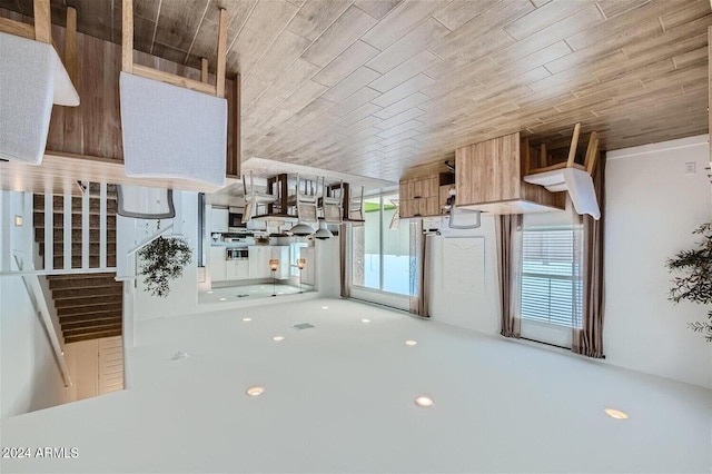 interior space with wooden ceiling