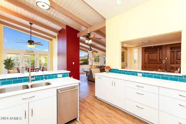 kitchen with a healthy amount of sunlight, sink, and ceiling fan