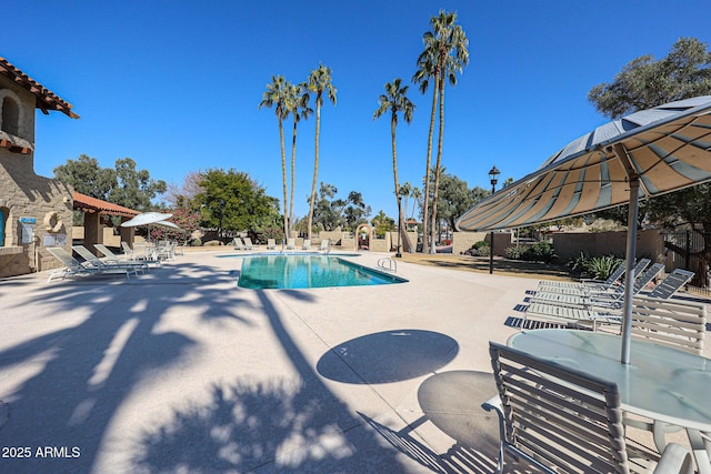 view of pool featuring a patio area