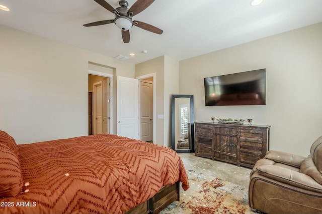 bedroom featuring ceiling fan