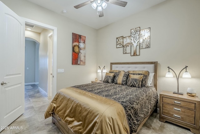 bedroom featuring ceiling fan