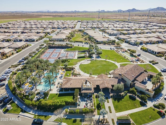 bird's eye view with a mountain view