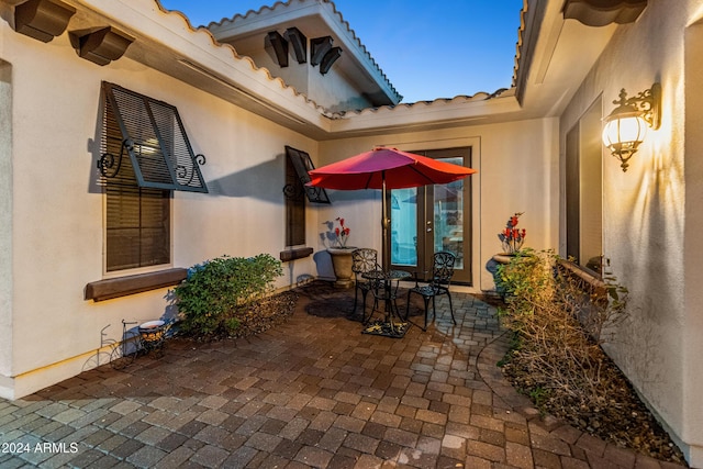 view of patio / terrace featuring french doors