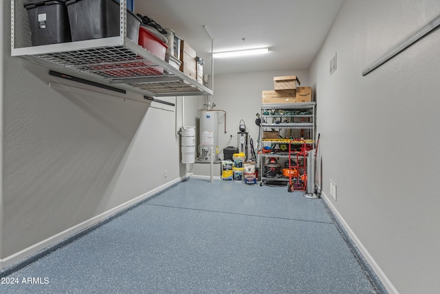 garage with water heater