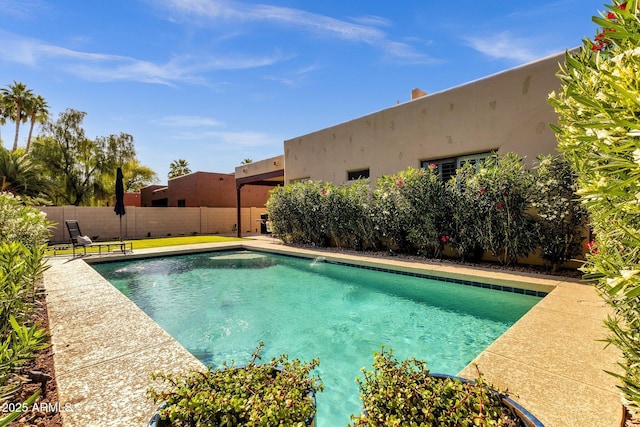 view of pool featuring a fenced backyard and a fenced in pool