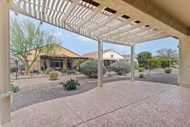 view of patio featuring a pergola