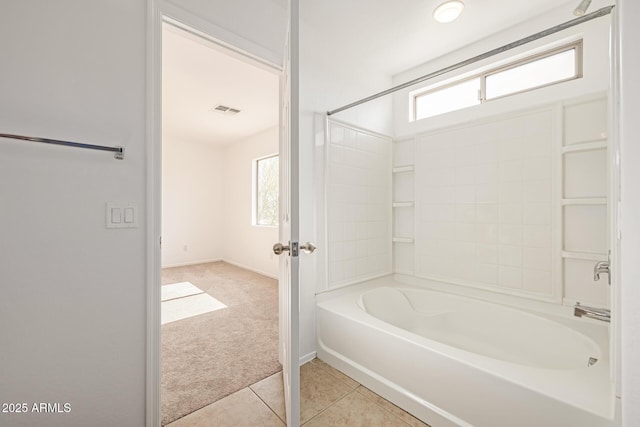 bathroom with  shower combination and tile patterned floors