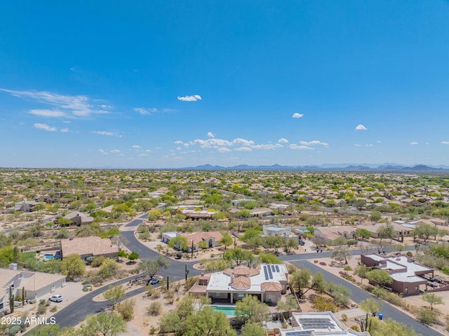 drone / aerial view with a mountain view and a residential view