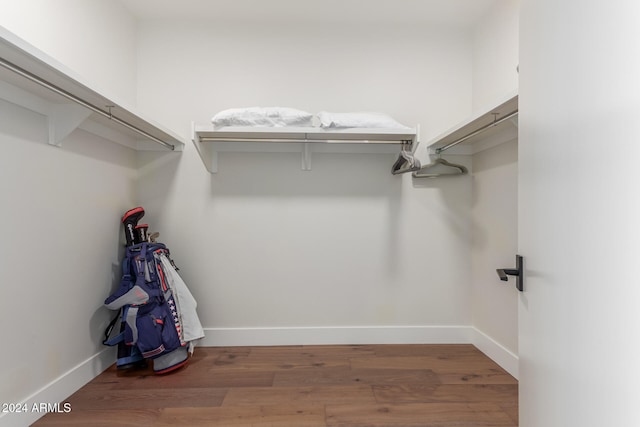 spacious closet with dark hardwood / wood-style floors