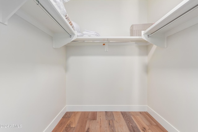 walk in closet featuring light hardwood / wood-style flooring