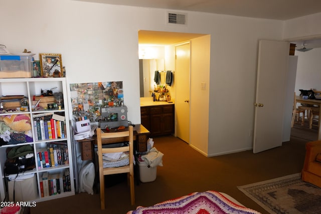 carpeted bedroom with visible vents