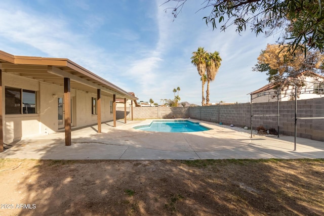 view of pool featuring a patio