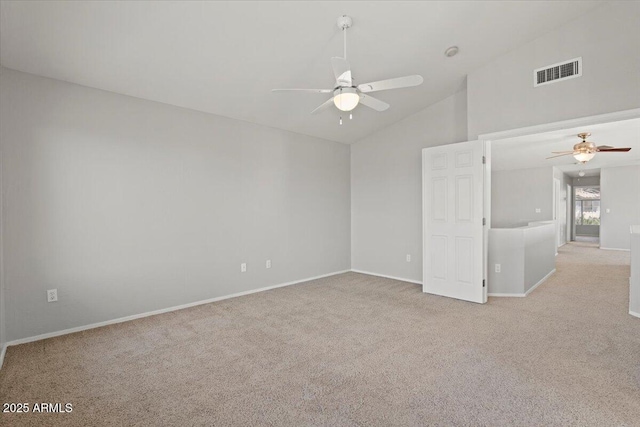 1453 E S Fork Dr, Phoenix, AZ 85048 - empty room with a ceiling fan, carpet floors, baseboards, and high vaulted ceiling