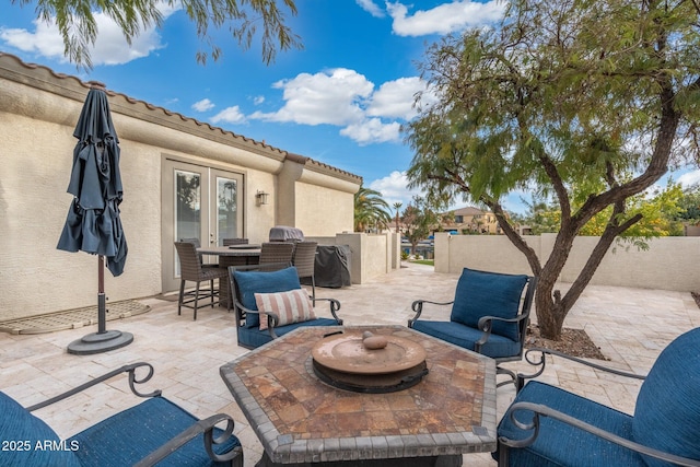 view of patio / terrace featuring french doors