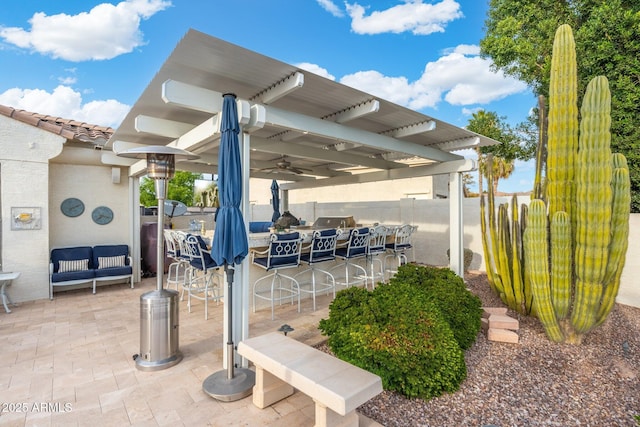 view of patio with an outdoor bar