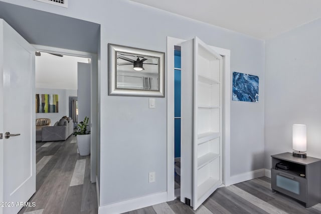 hall featuring dark hardwood / wood-style flooring