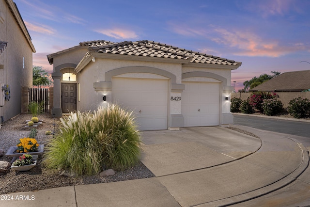 exterior space with a garage