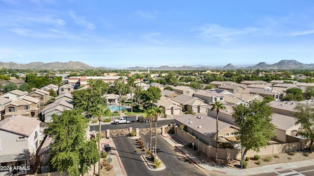 aerial view with a mountain view