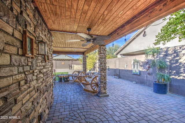 view of patio with ceiling fan