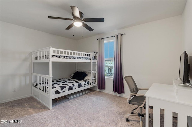 bedroom featuring carpet and ceiling fan