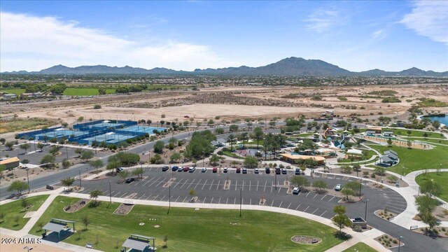 aerial view with a mountain view