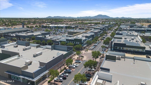 drone / aerial view featuring a mountain view