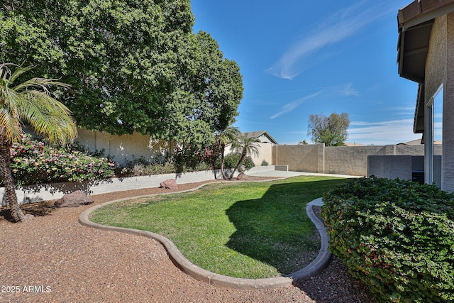 view of yard featuring a fenced backyard