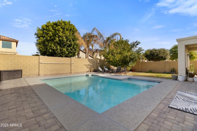 view of swimming pool with a patio area