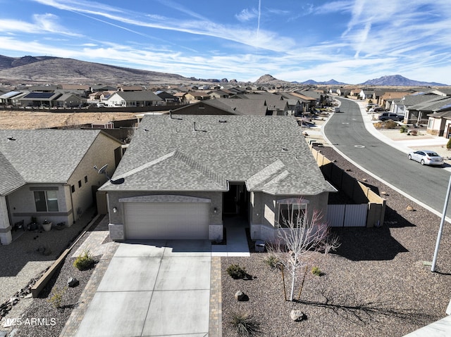 drone / aerial view with a mountain view