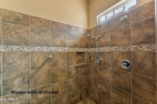 interior details with tiled shower