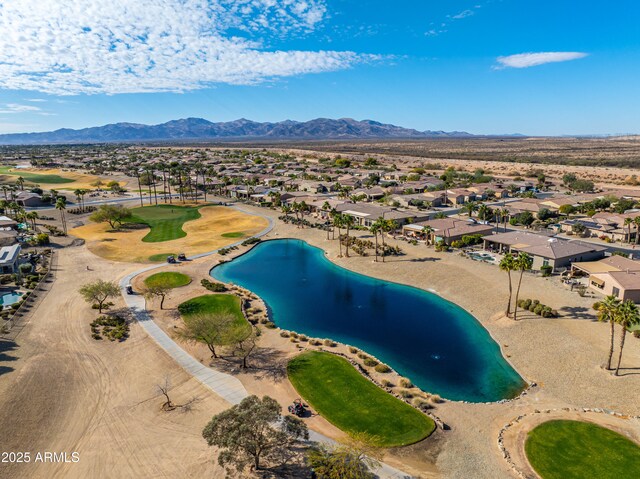 aerial view with a water and mountain view