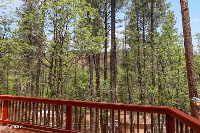 9434 W Obier Dr, Pine, AZ 85544 - wooden terrace featuring a view of trees