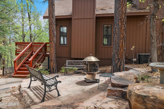 9434 W Obier Dr, Pine, AZ 85544 - view of patio / terrace with stairs and central air condition unit